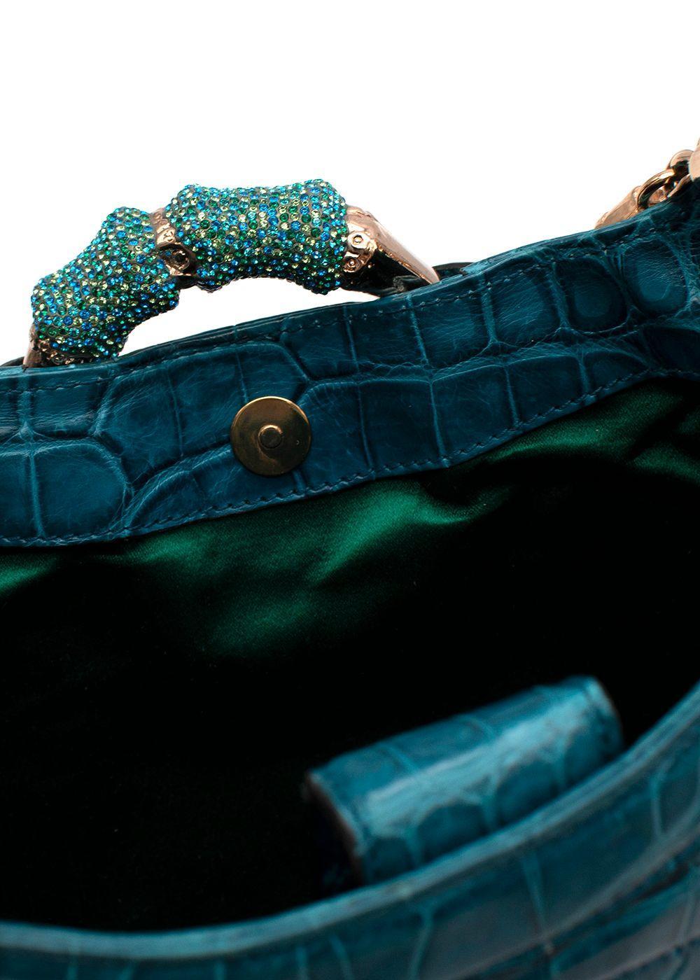 2004 Vintage Iconic Tom Ford for Gucci teal crocodile bag 6