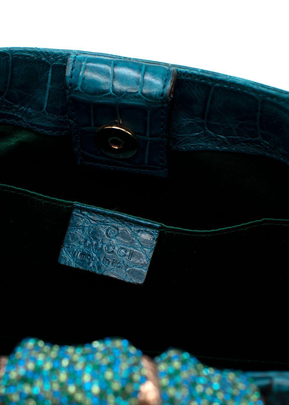 2004 Vintage Iconic Tom Ford for Gucci teal crocodile bag 8
