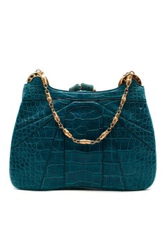 2004 Vintage Iconic Tom Ford for Gucci teal crocodile bag