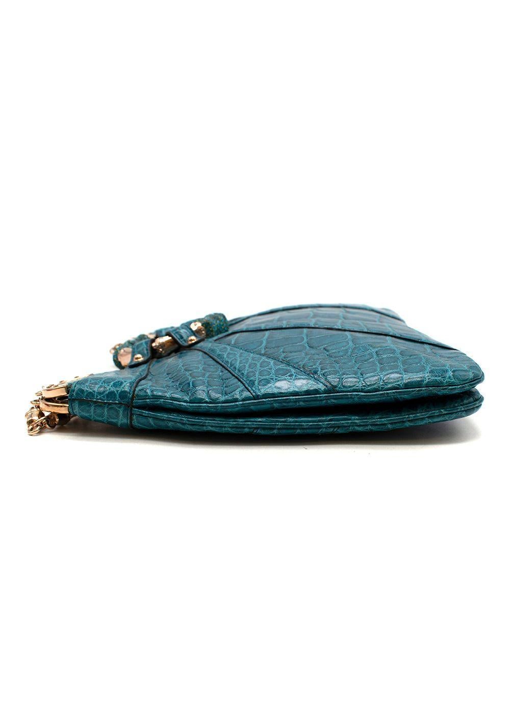 Women's or Men's 2004 Vintage Iconic Tom Ford for Gucci teal crocodile bag