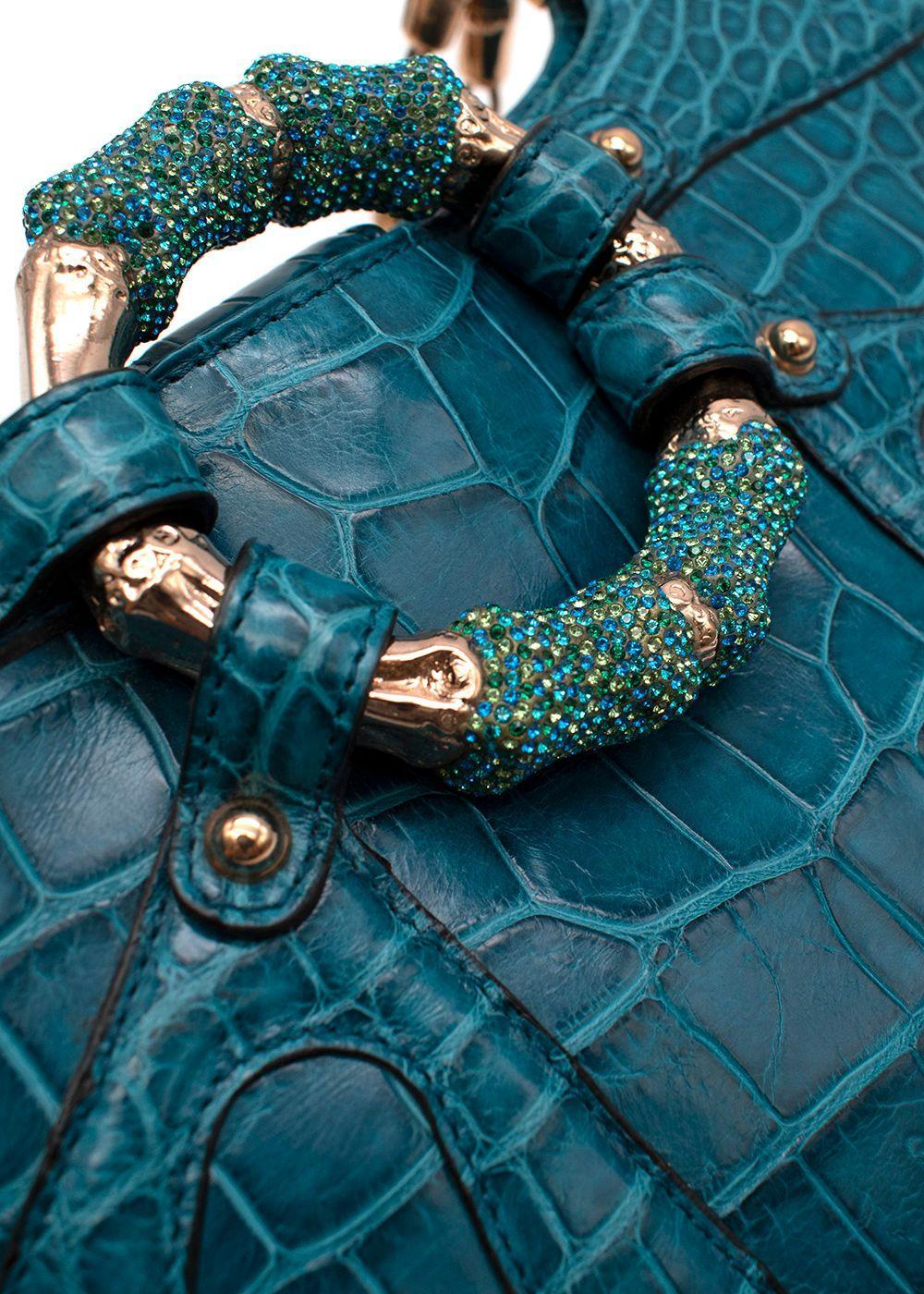 2004 Vintage Iconic Tom Ford for Gucci teal crocodile bag 3