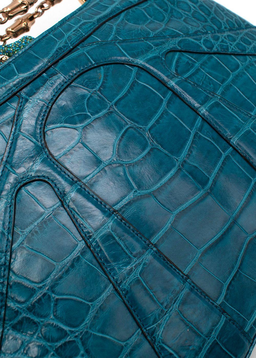 2004 Vintage Iconic Tom Ford for Gucci teal crocodile bag 5