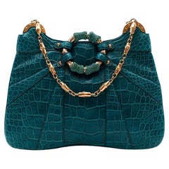 2004 Vintage Iconic Tom Ford for Gucci teal crocodile bag