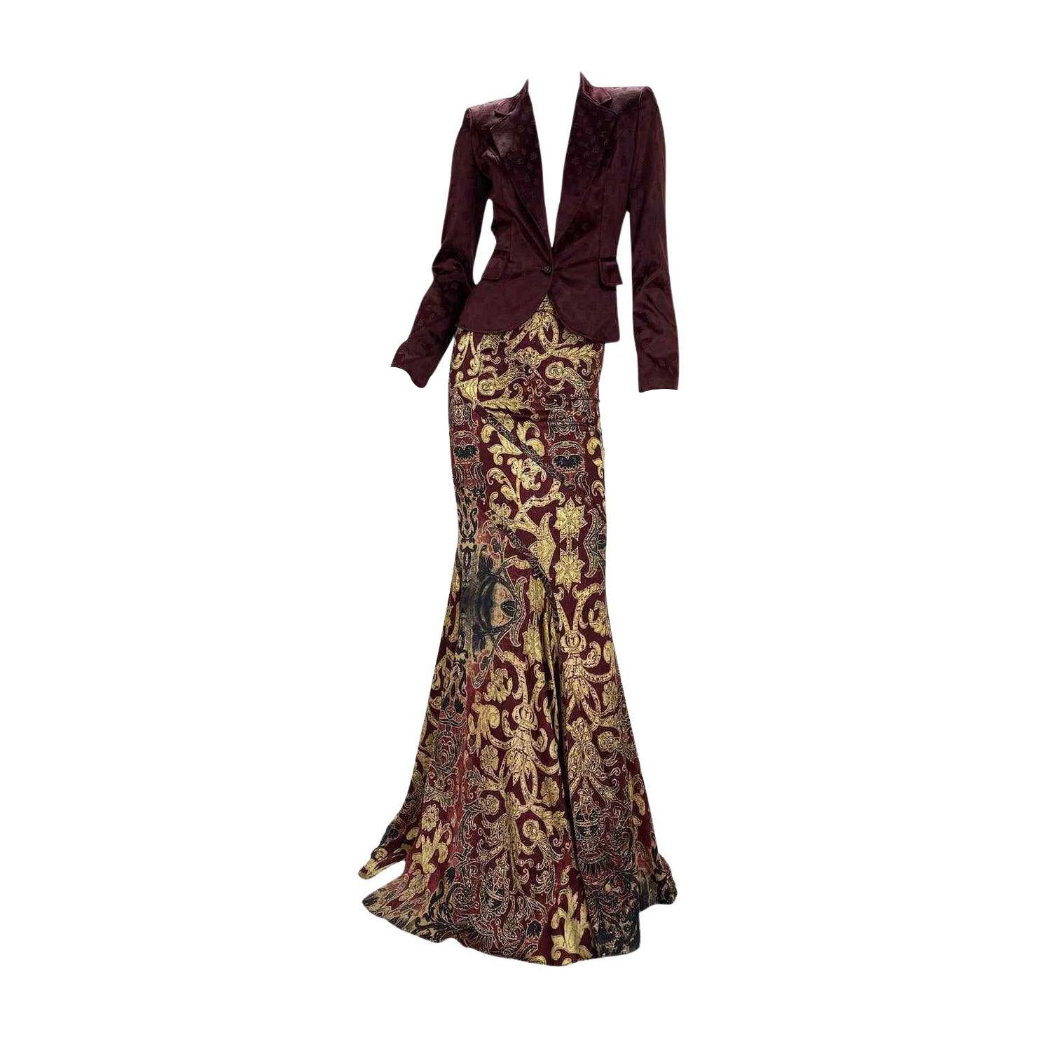 Set composto da gonna lunga da sera e blazer Roberto Cavalli, collezione 2004