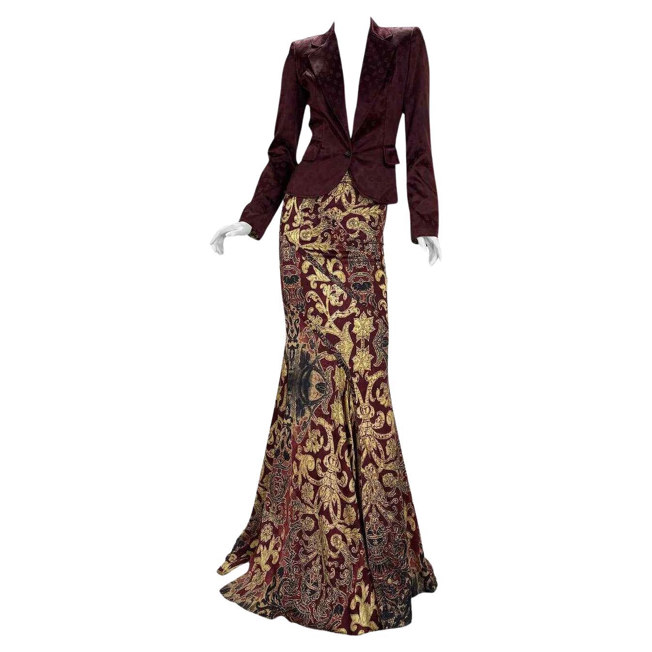 2004 Vintage Roberto Cavalli Evening Long Skirt and Blazer Set For Sale