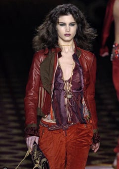 2004 Vintage Roberto Cavalli Red Leather Corset Jacket NWT