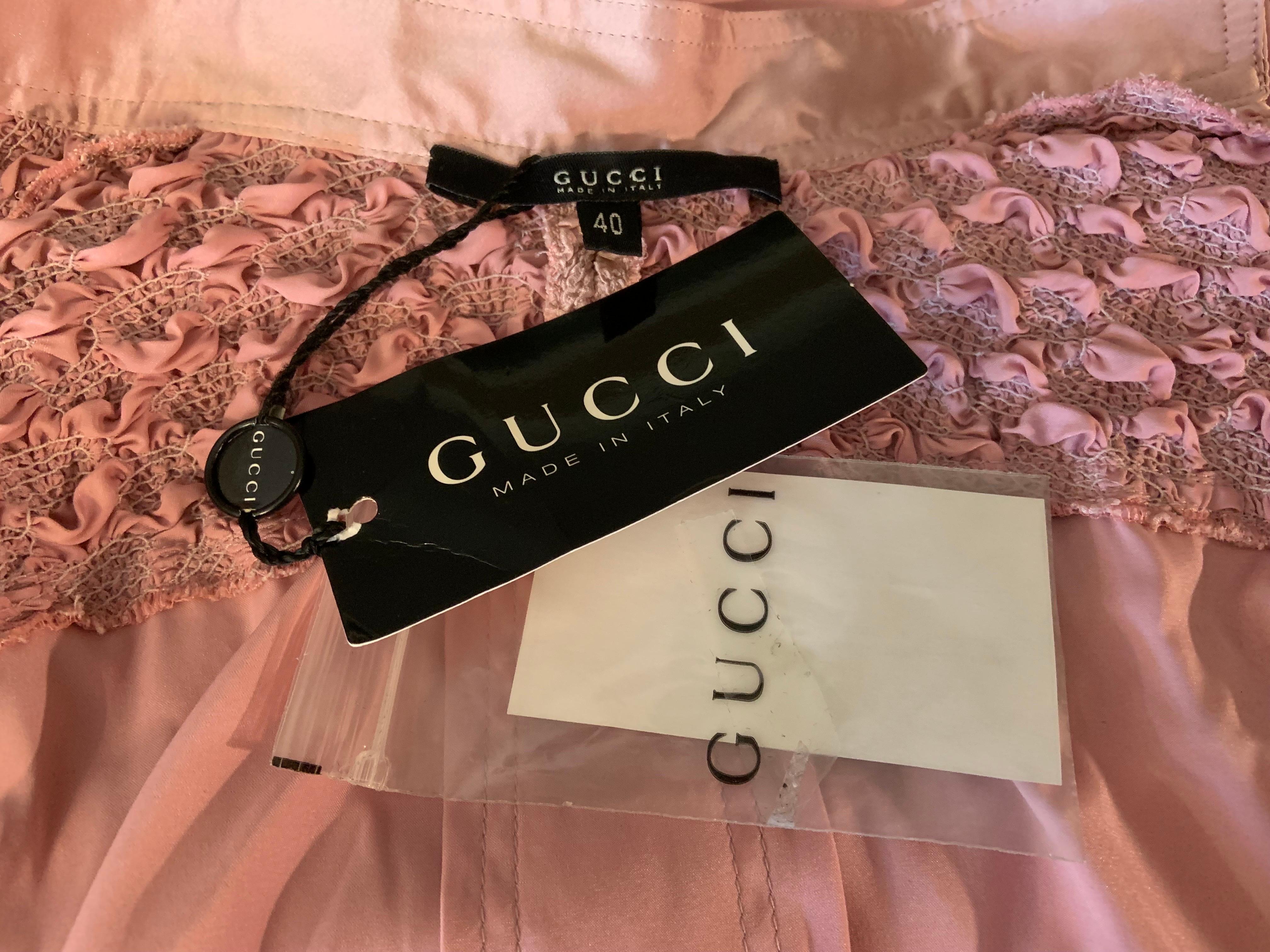 2004 Vintage Tom Ford für Gucci Rystal verschönertes rosa Seidenkleid NEU! Größe 40 im Angebot 1