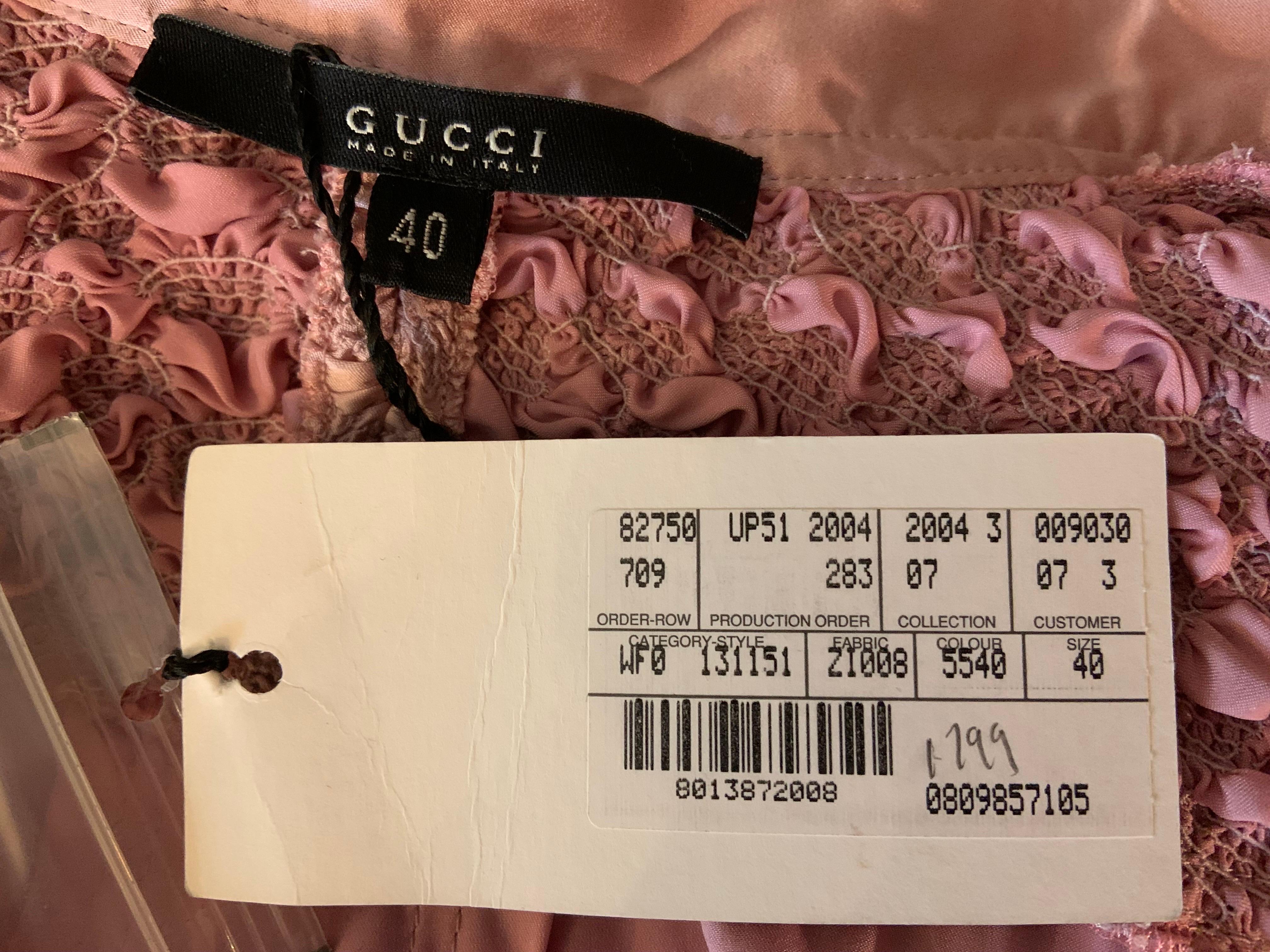 2004 Vintage Tom Ford für Gucci Rystal verschönertes rosa Seidenkleid NEU! Größe 40 im Angebot 2