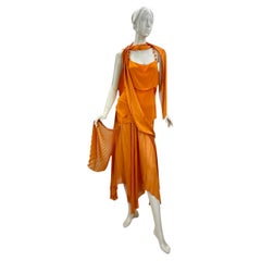 2004 Vintage Tom Ford para YSL Conjunto de traje de falda y top de seda