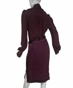 2004 Vintage Tom Ford for Yves Saint Laurent Burgundy Silk Chinoiserie Suit NWT