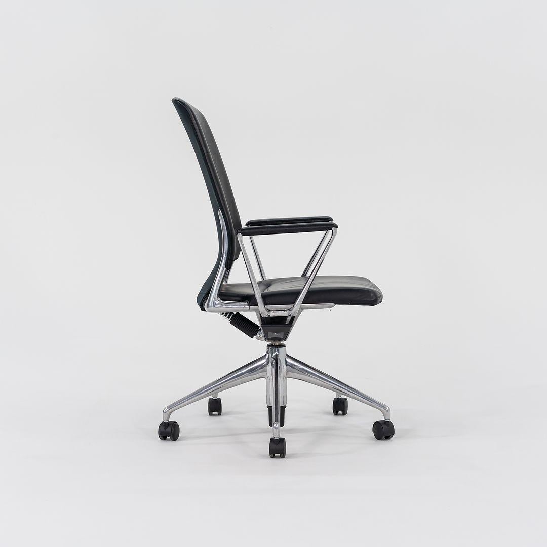 Modern 2004 Vitra Meda Desk Chair by Alberto Meda in Black Leather with Fabric Back For Sale