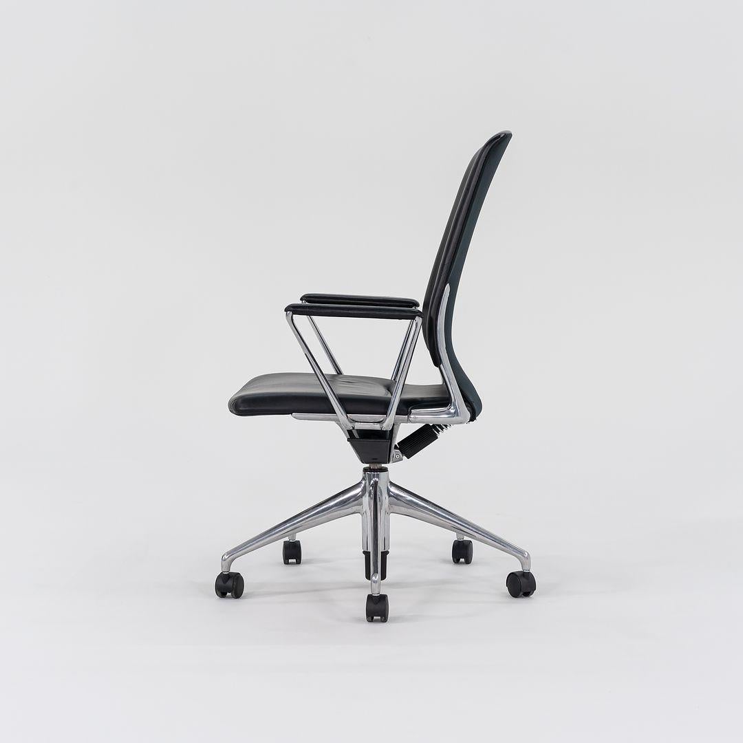 German 2004 Vitra Meda Desk Chair by Alberto Meda in Black Leather with Fabric Back For Sale