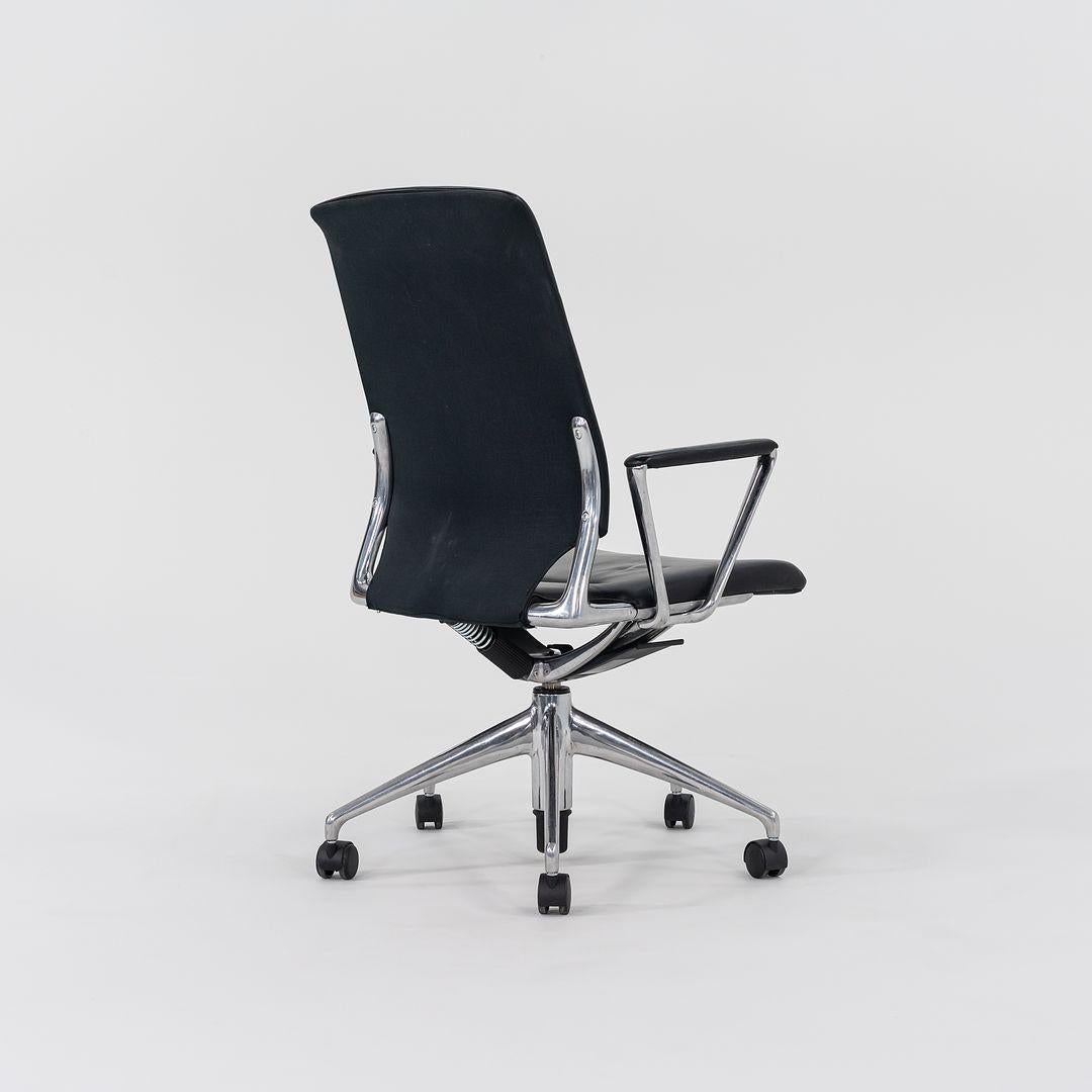 Contemporary 2004 Vitra Meda Desk Chair by Alberto Meda in Black Leather with Fabric Back For Sale