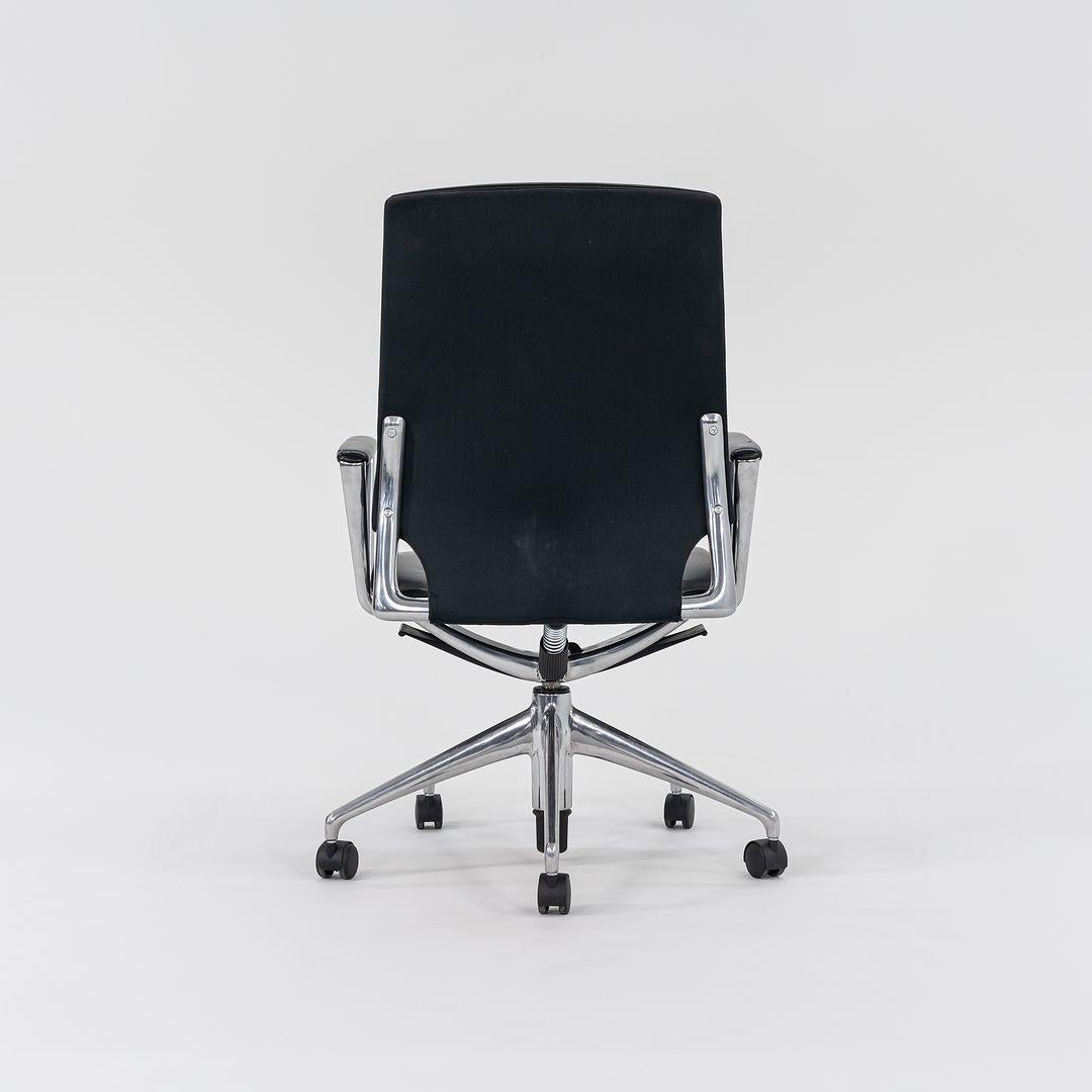 Aluminum 2004 Vitra Meda Desk Chair by Alberto Meda in Black Leather with Fabric Back For Sale