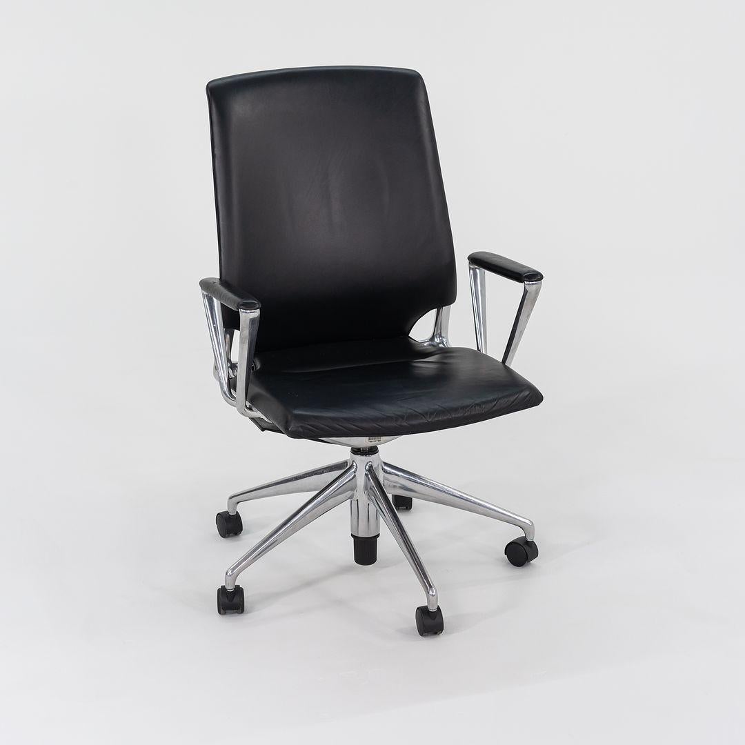 2004 Vitra Meda Desk Chair by Alberto Meda in Black Leather with Fabric Back For Sale 2