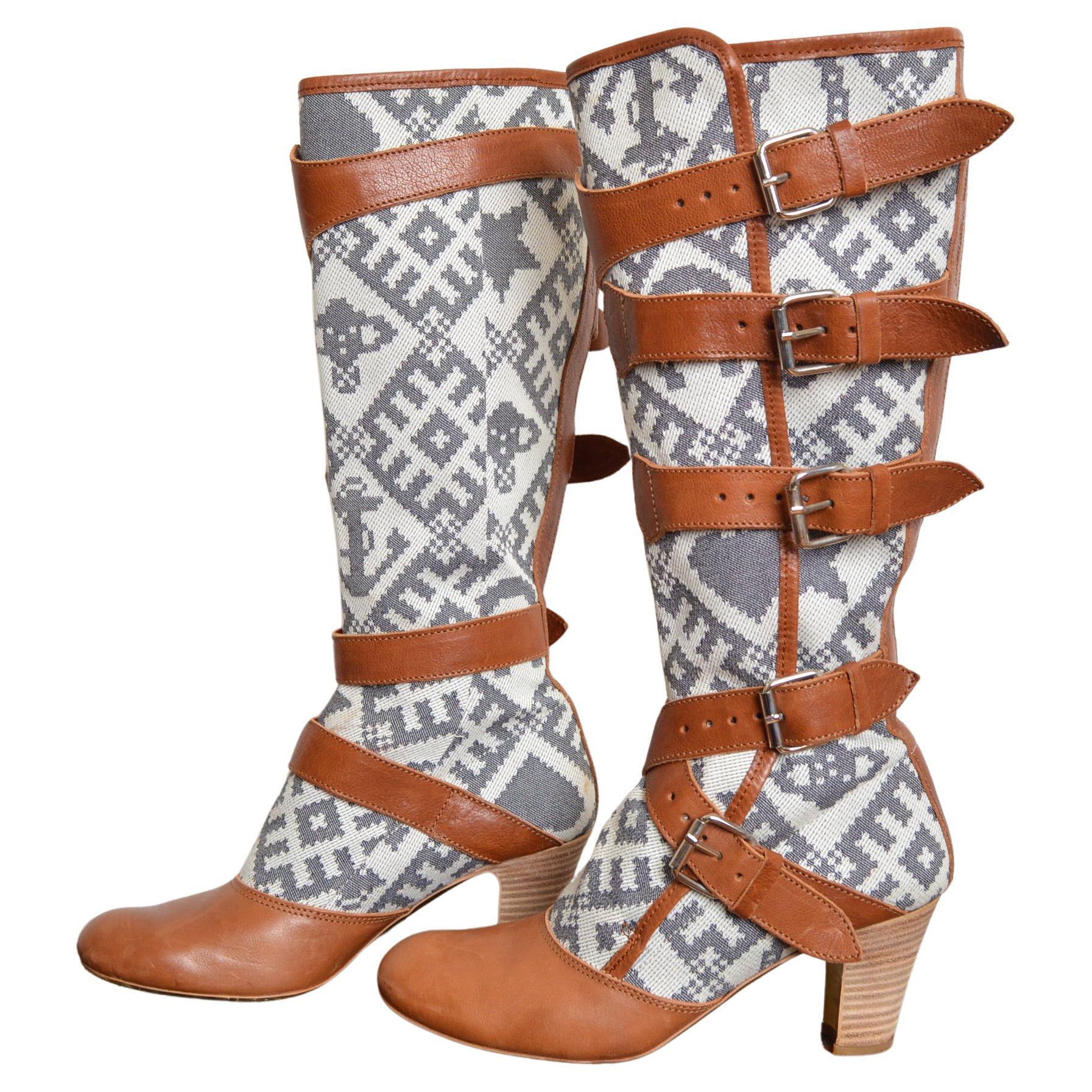 2004 Vivienne Westwood Botas de piel con tacón pirata y tapicería EU 40 / UK 6.5 en venta