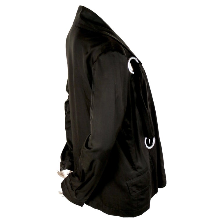 Black 2004 YOHJI YAMAMOTO black RUNWAY jacket with large silver grommets For Sale