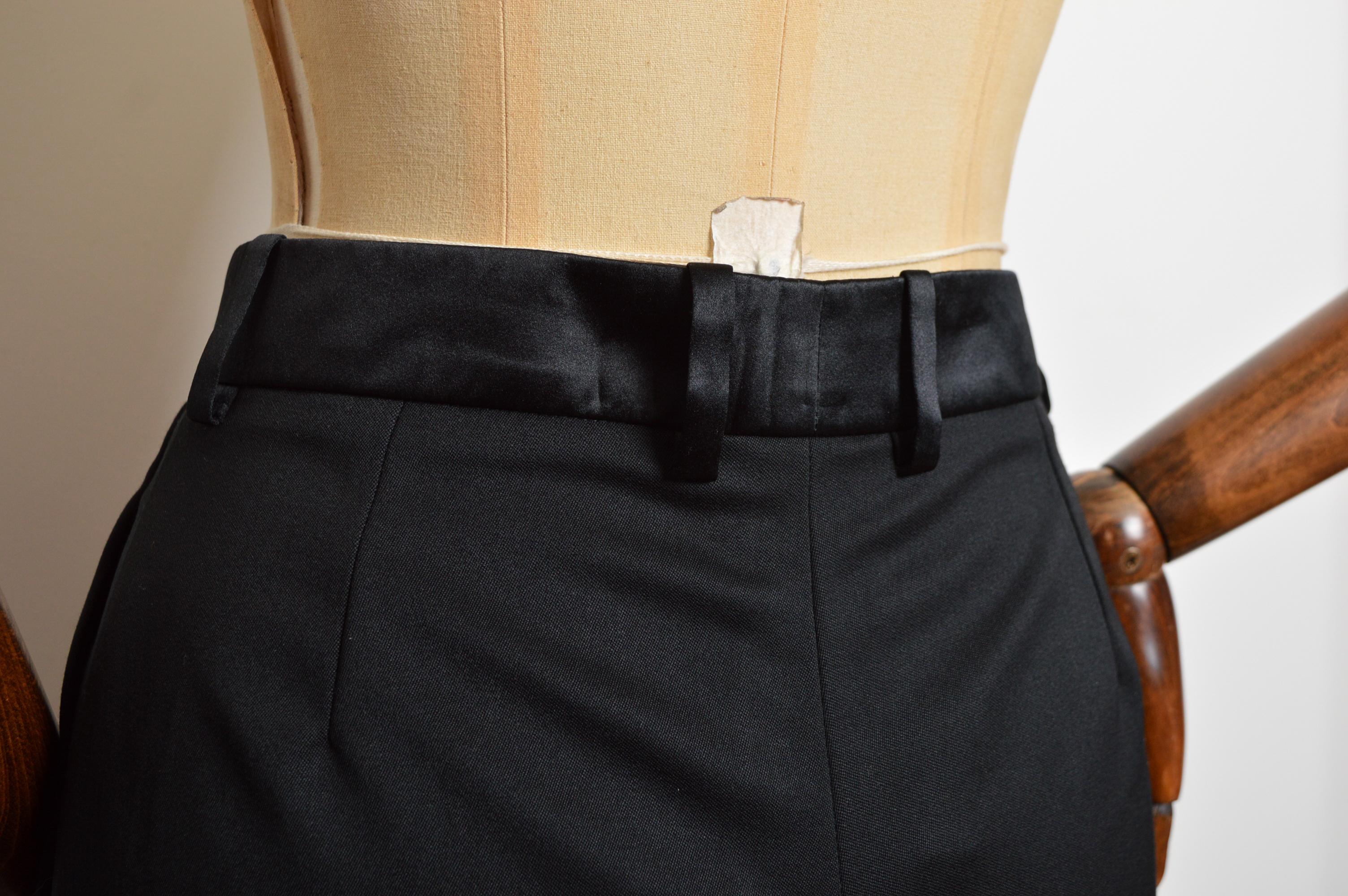 2004 YSL by Tom Ford Black Tuxedo Pants - Tailored All Black suit Trousers For Sale 6