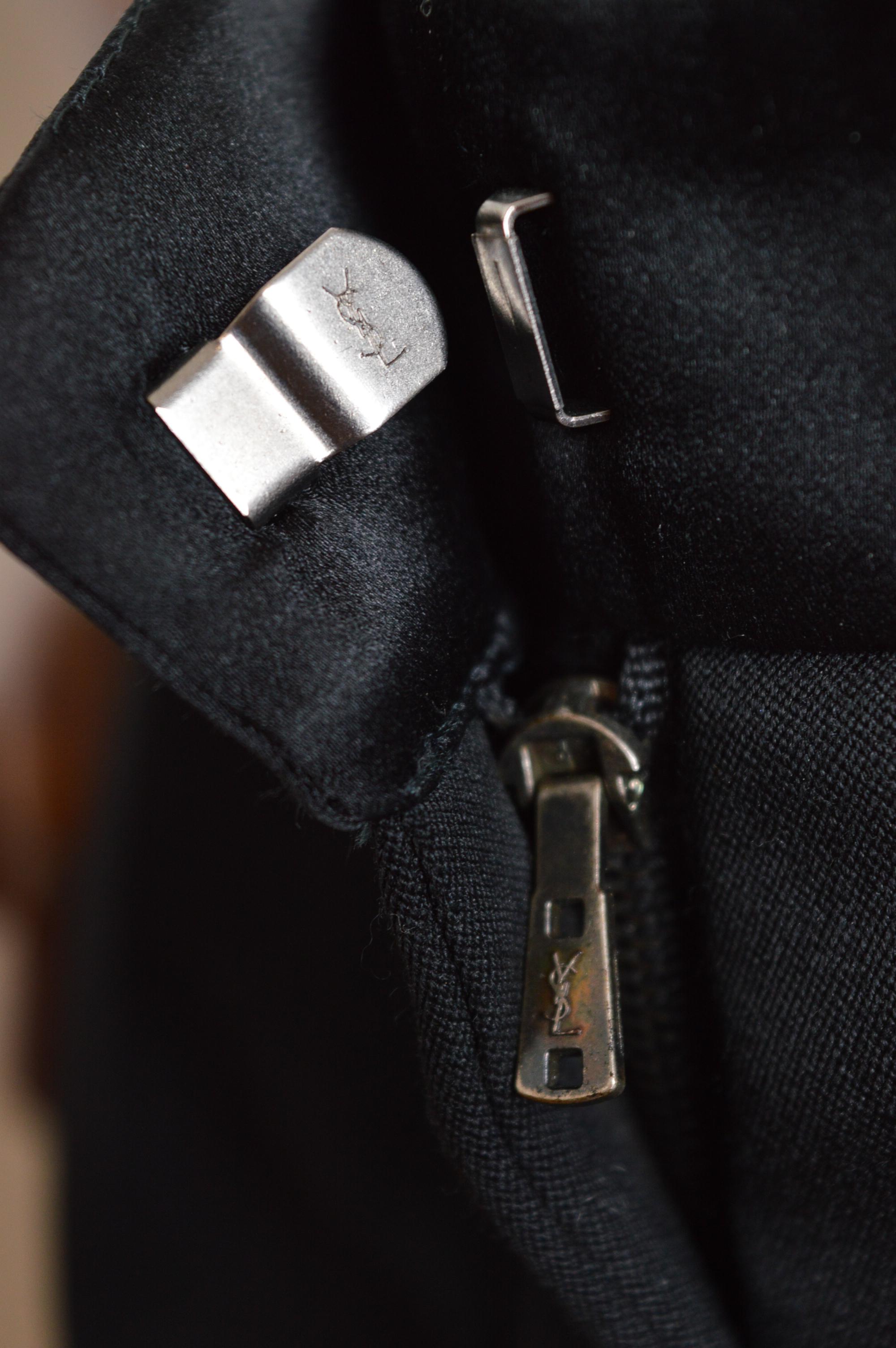 2004 YSL by Tom Ford Black Tuxedo Pants - Tailored All Black suit Trousers For Sale 7