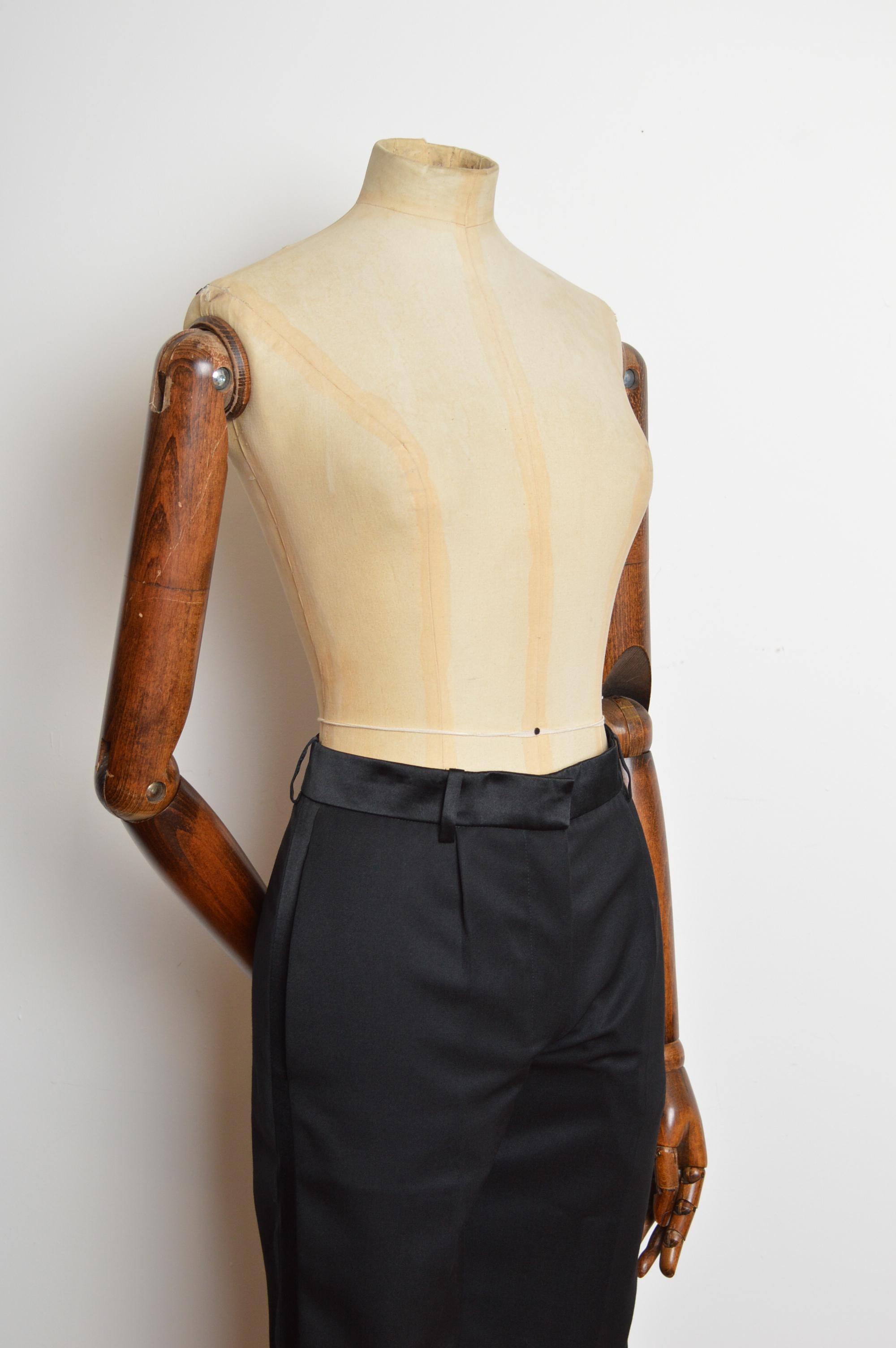 2004 YSL by Tom Ford Black Tuxedo Pants - Tailored All Black suit Trousers For Sale 1