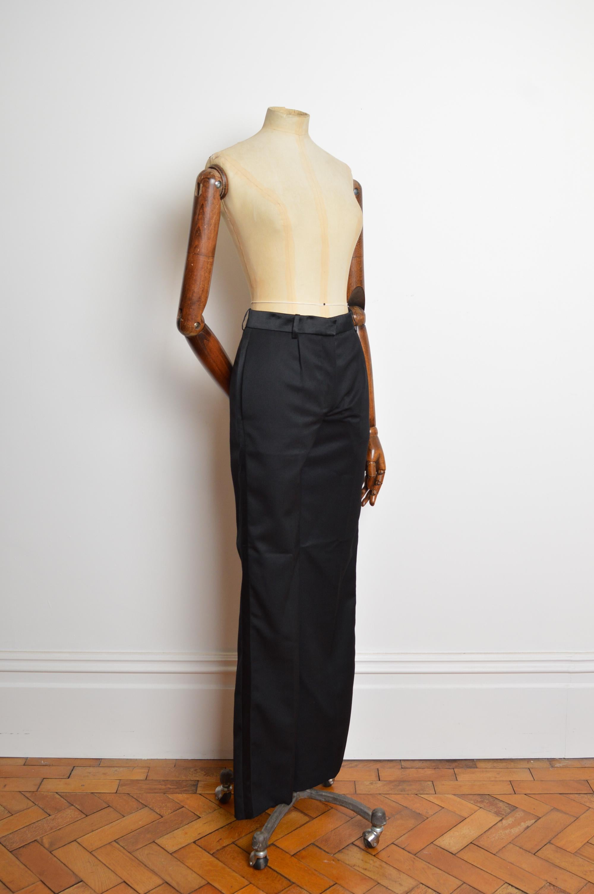 2004 YSL by Tom Ford Black Tuxedo Pants - Tailored All Black suit Trousers For Sale 2