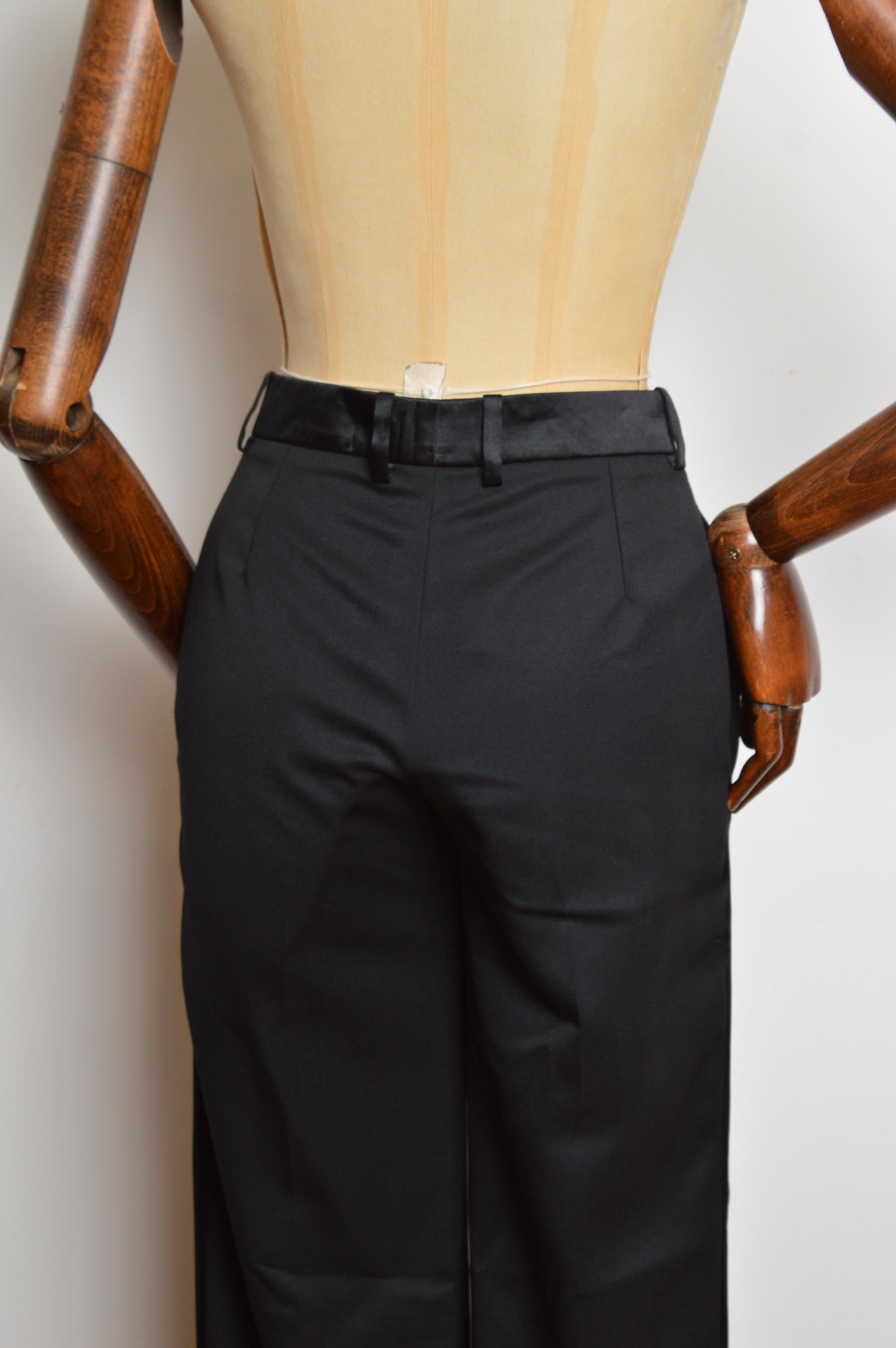 2004 YSL by Tom Ford Black Tuxedo Pants - Tailored All Black suit Trousers For Sale 4