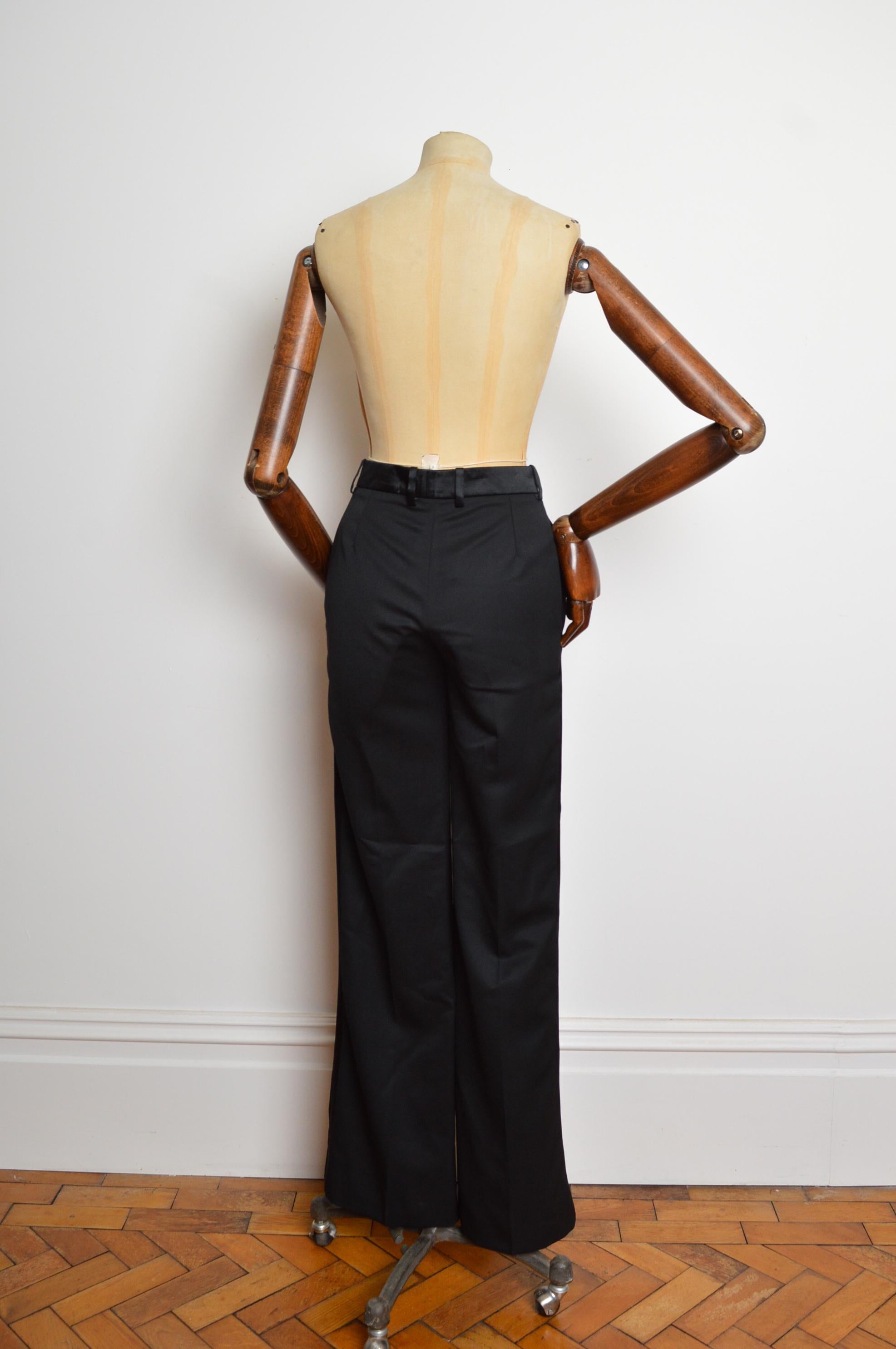 2004 YSL by Tom Ford Black Tuxedo Pants - Tailored All Black suit Trousers For Sale 5