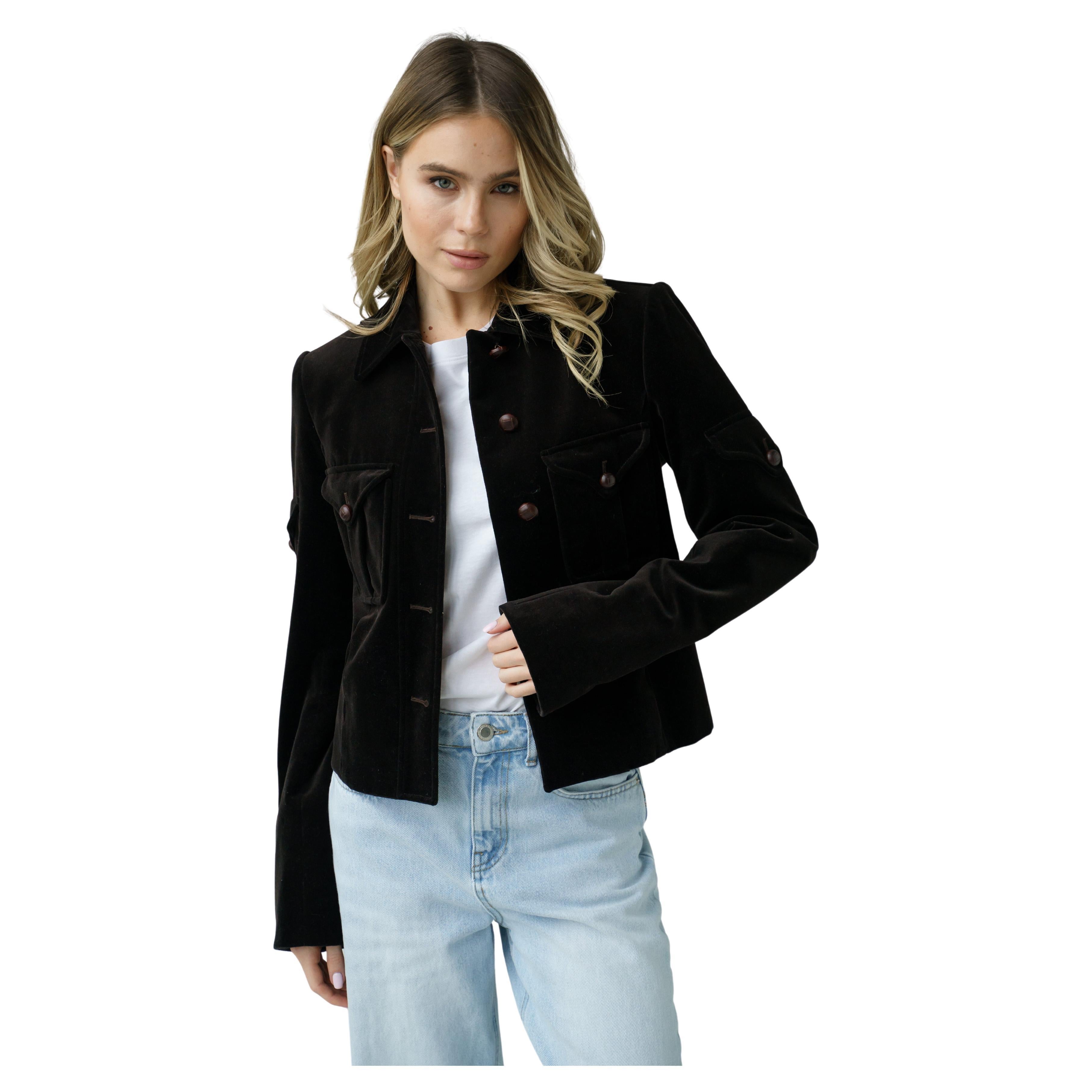2004 YSL Tom Ford 2004 Yves Saint Laurent Rive Gauche Velvet Jacket For Sale