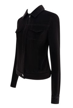 2004 Yves Saint Laurent by Tom Ford Brown Velvet Silver Button Trucker Jacket