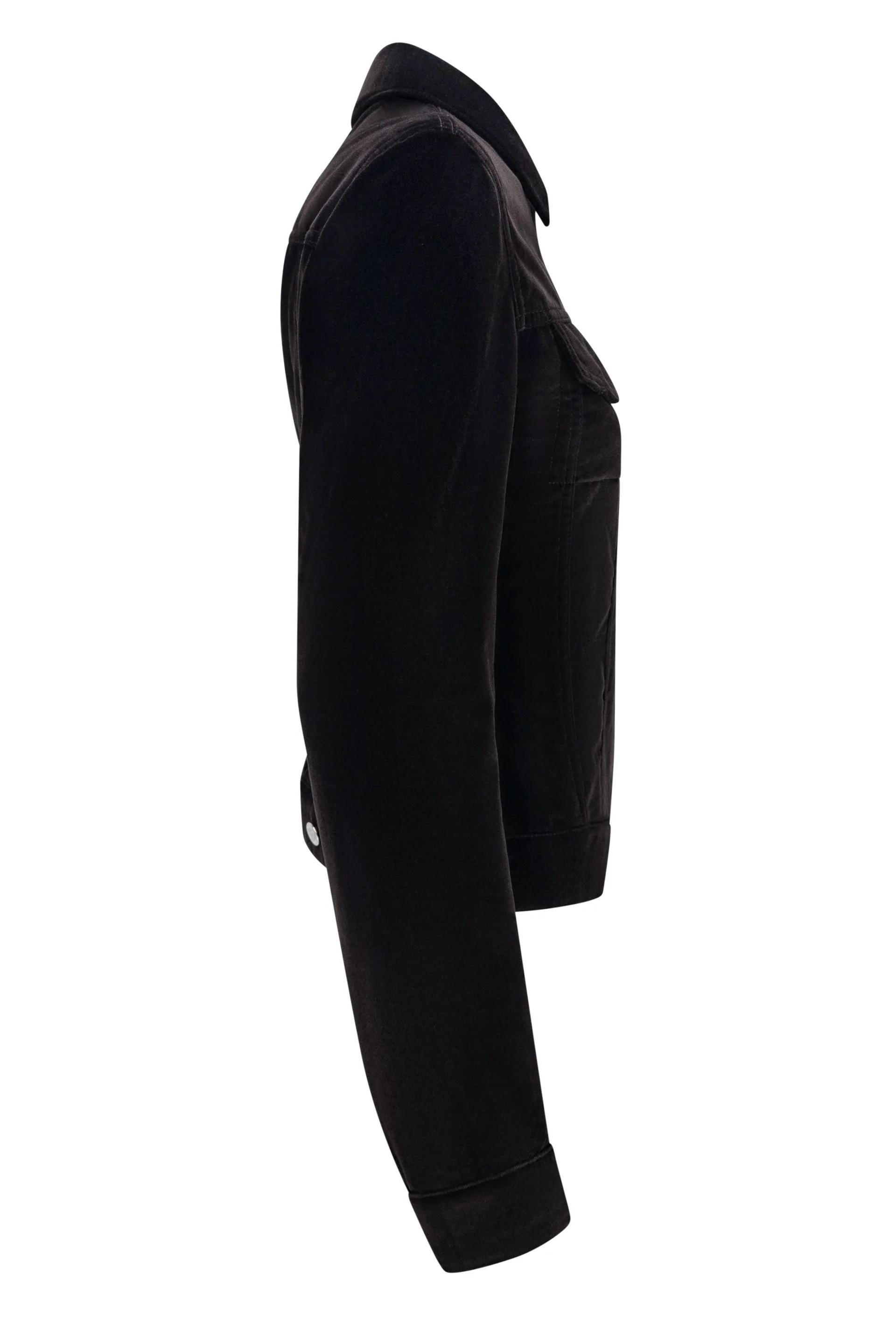 2004 Yves Saint Laurent by Tom Ford Giacca Trucker in velluto marrone con bottoni d'argento In condizioni ottime in vendita a West Hollywood, CA