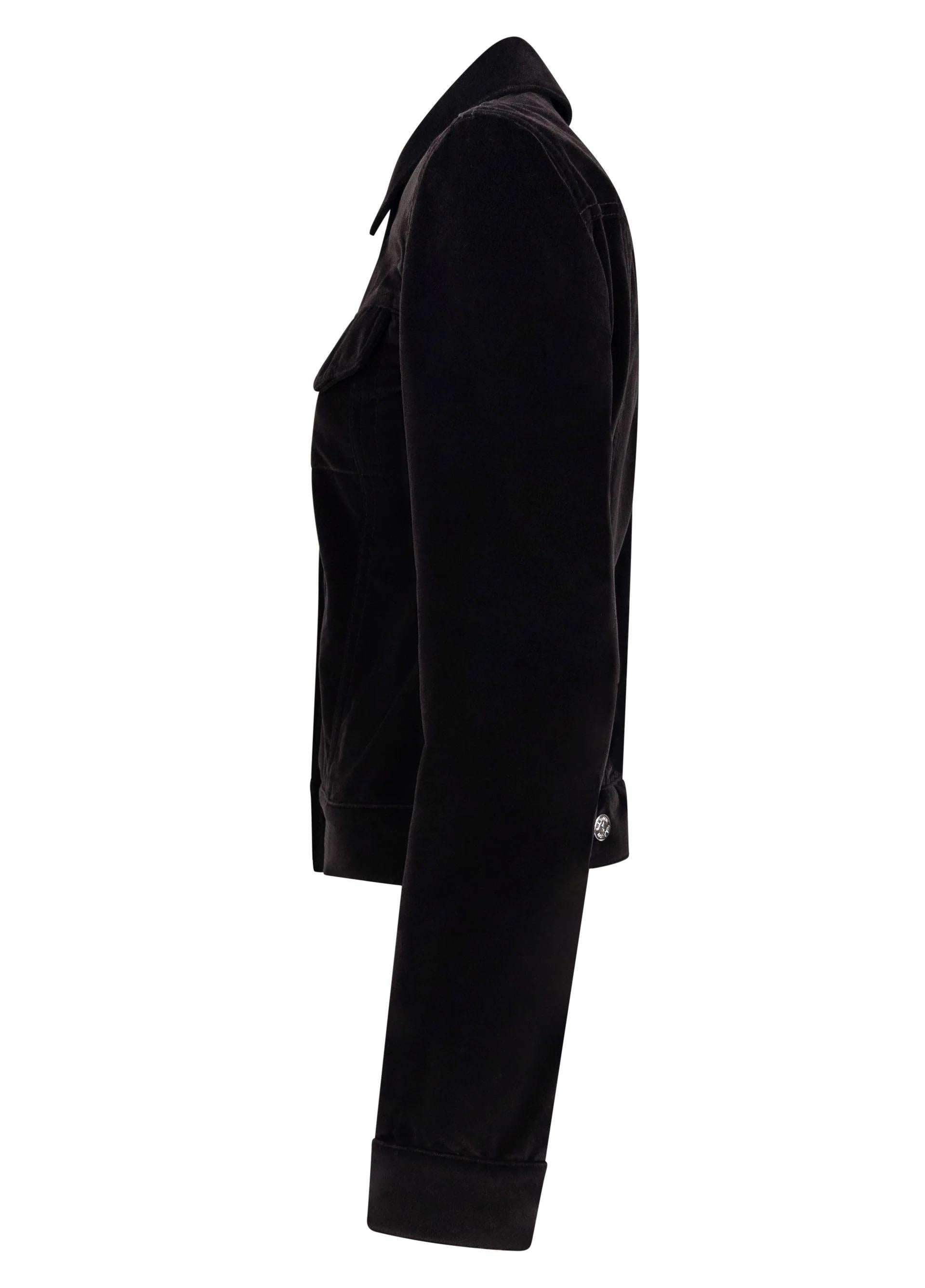 2004 Yves Saint Laurent by Tom Ford Giacca Trucker in velluto marrone con bottoni d'argento in vendita 1