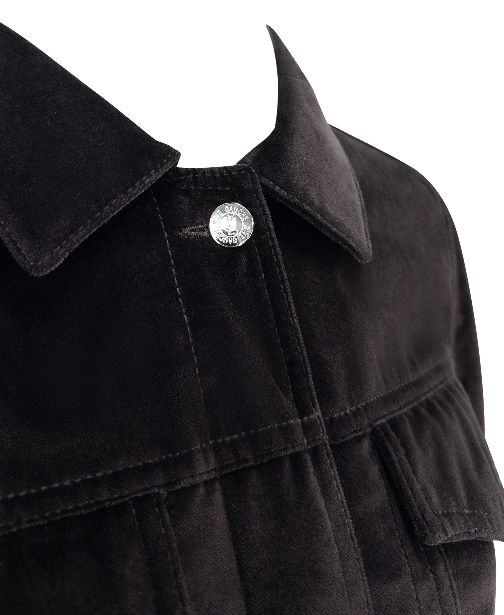 2004 Yves Saint Laurent by Tom Ford Giacca Trucker in velluto marrone con bottoni d'argento in vendita 2