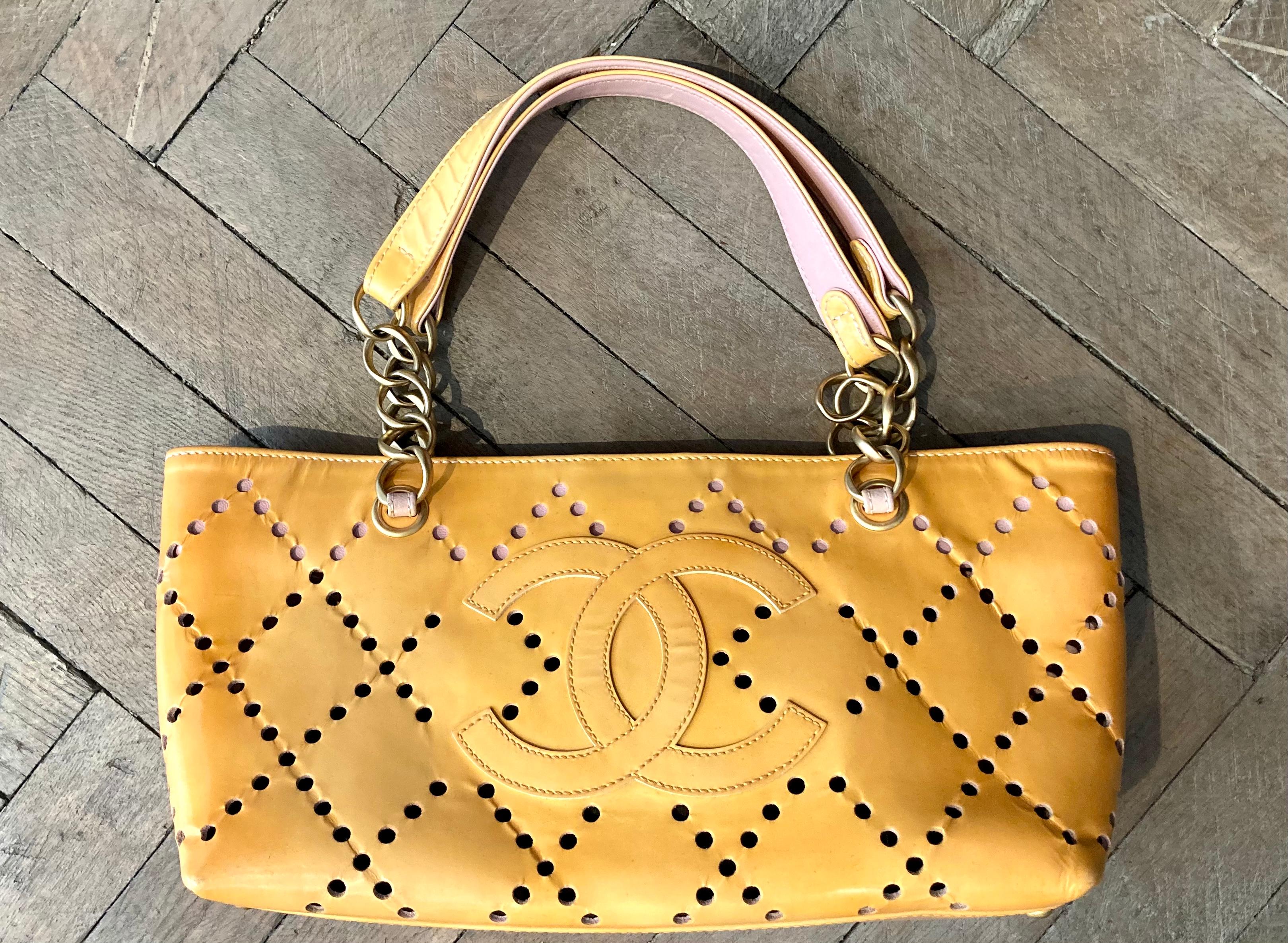 2004s Chanel Yellow Banana Leather Tote Bag 6