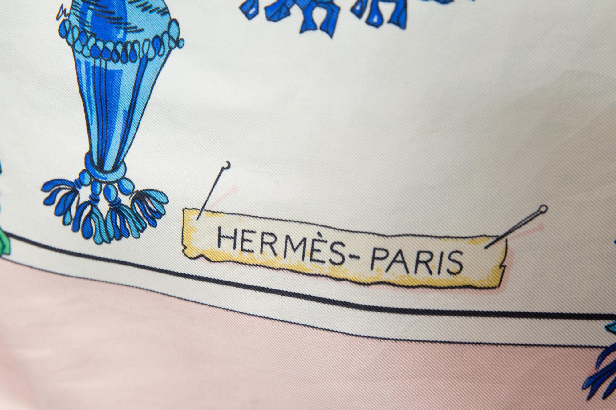 2004s Hermes Pink Passementerie by F Heron Silk Scarf For Sale 2