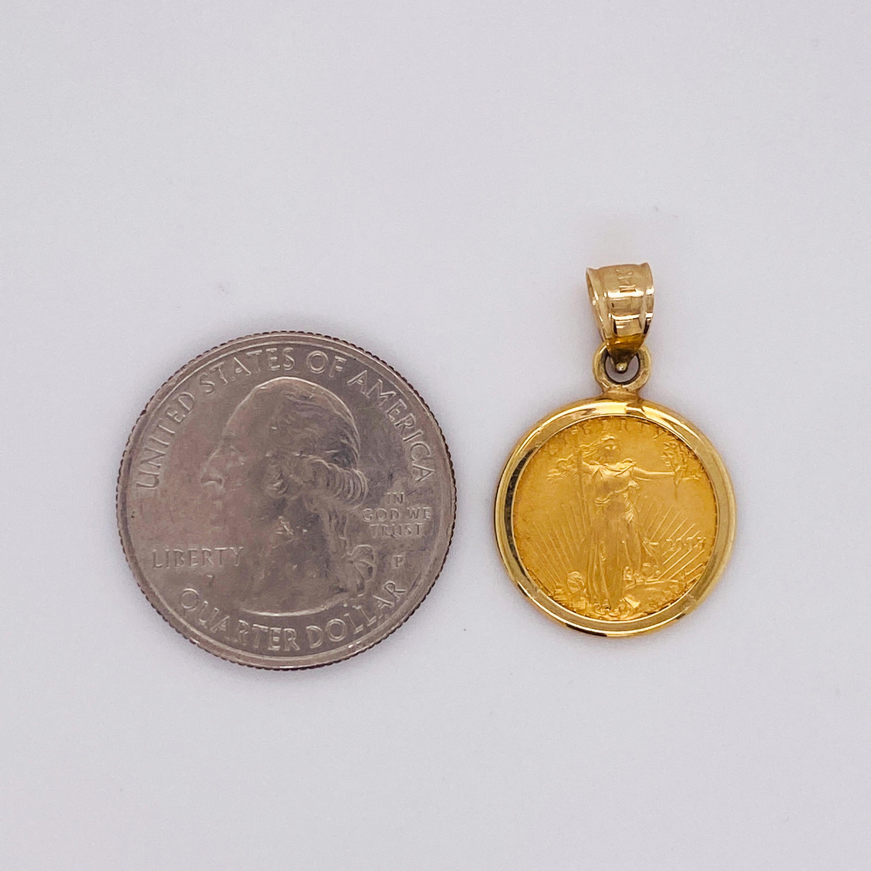 2005 5 Dollar Us Collector's Coin, 22k & 14k Gelbgold, Sleek Lünette Anhänger LV (Zeitgenössisch)