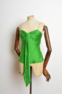 2005 Alexander McQueen Apple Green Silk Camisole Tank Top - Vest