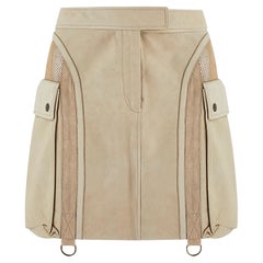 2005 Alexander McQueen Beige Leather Mini-Skirt with Net Panels