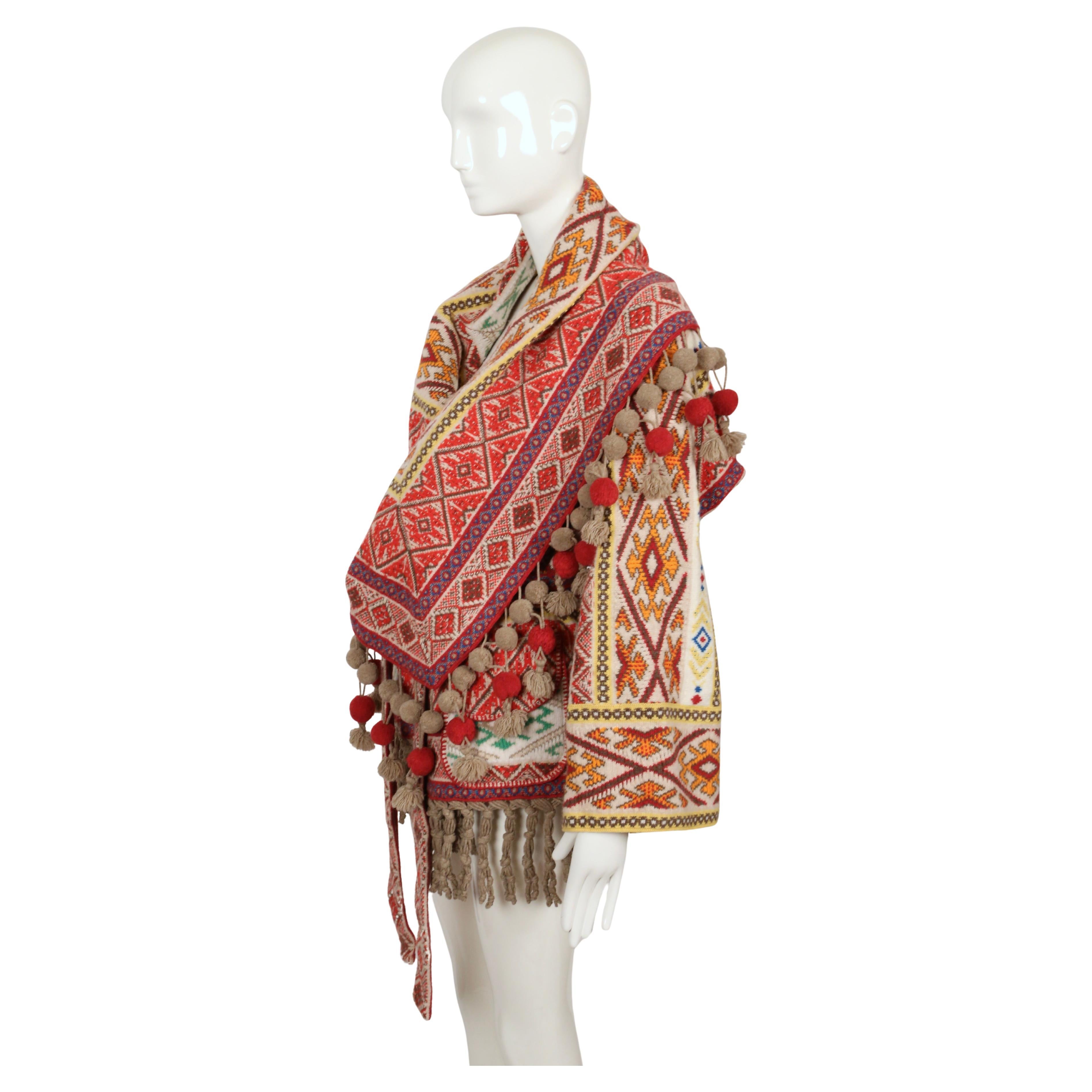Marron 2005 ALEXANDER MCQUEEN runway fair isle RUNWAY pull coat en vente