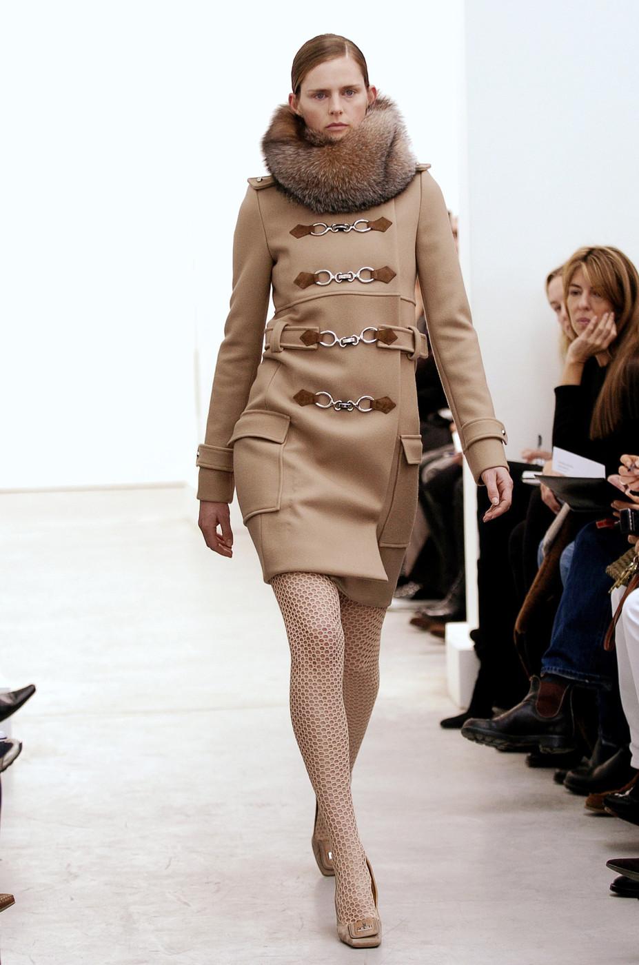 Women's or Men's 2005 BALENCIAGA by NICOLAS GHESQUIERE tan wool runway coat with toggles