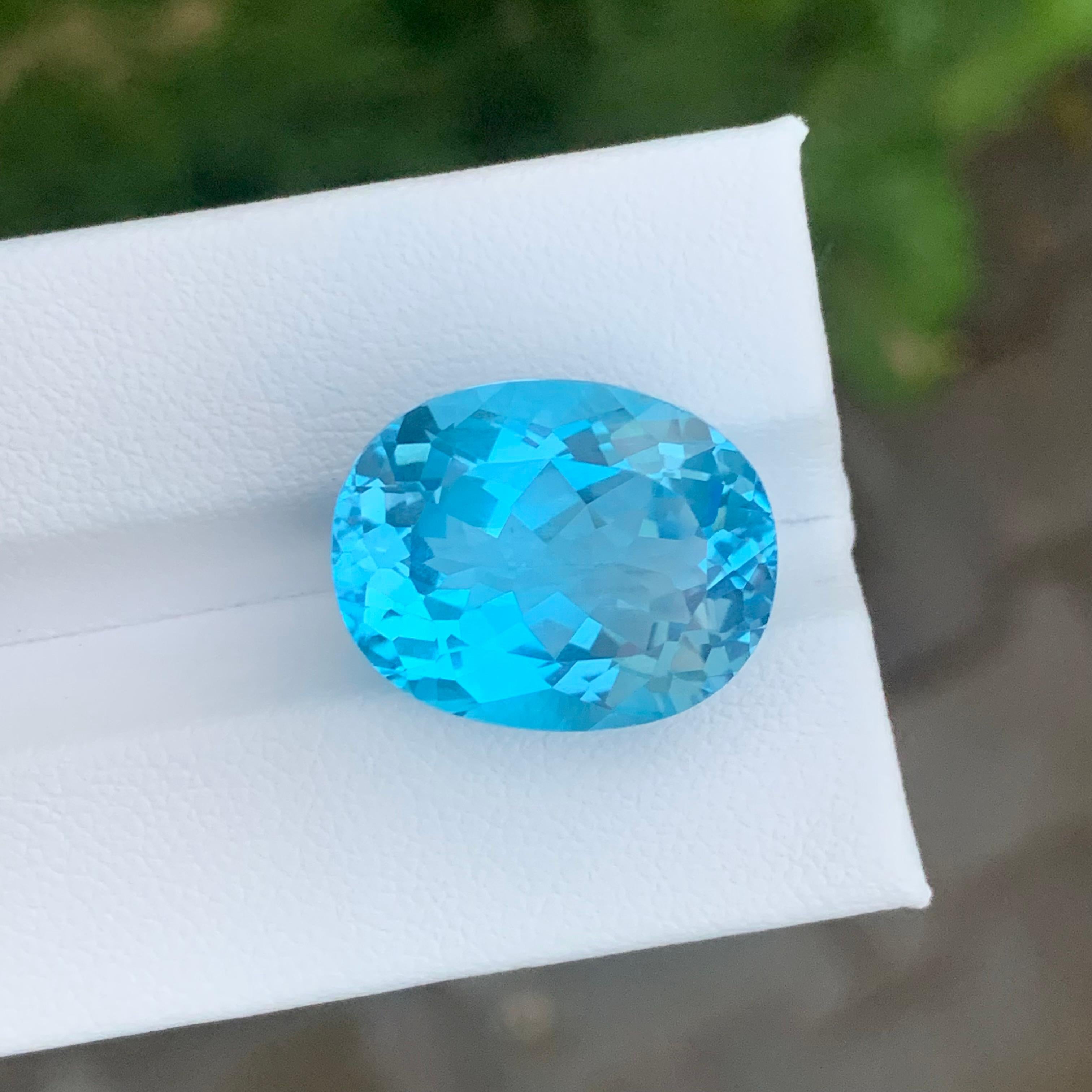 Loose Blue Topaz

Weight: 20.05 Carats
Dimensions: 20 x 14.4 x 9.6 Mm
Origin: Brazil
Shape: Oval 
Color: Blue
Certificate: On Demand

Benefits Of Wearing Blue Topaz Stone:
It helps to improve communication and self-expression.
It provides inner