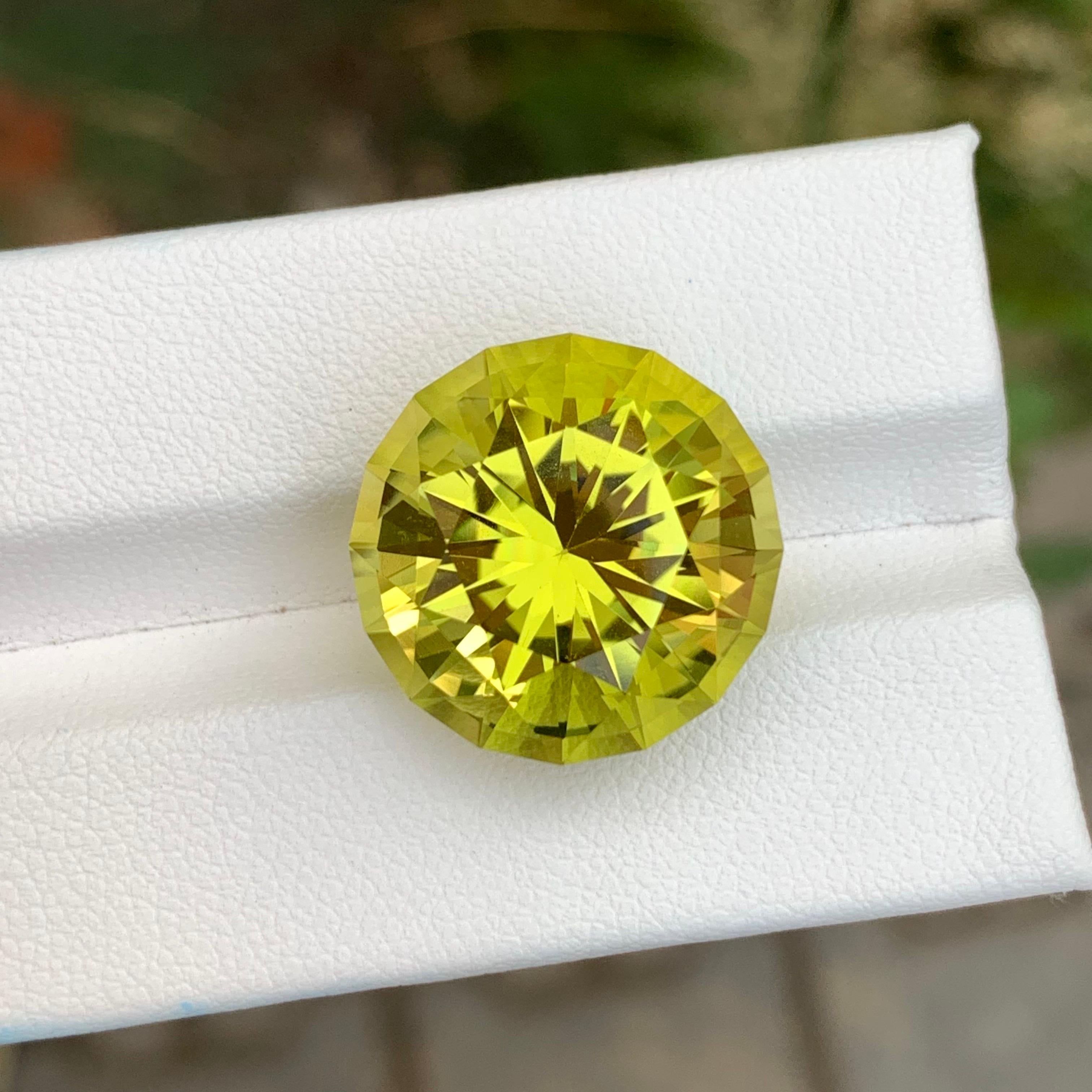 Taille ronde 20.05 Carat Natural Loose Green Gold Lemon Quartz Round Shape Gemstone (pierre précieuse de forme ronde) en vente