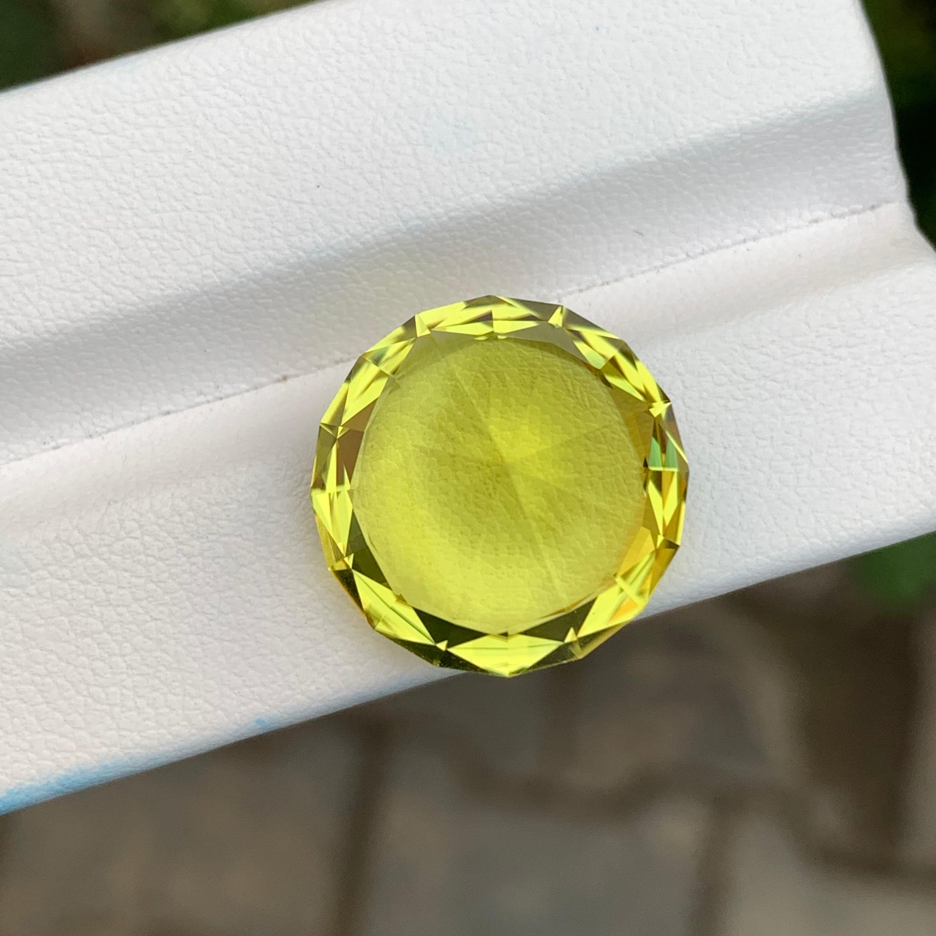20.05 Carat Natural Loose Green Gold Lemon Quartz Round Shape Gemstone (pierre précieuse de forme ronde) Unisexe en vente