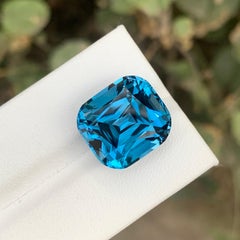 20.05 Carat Natural Loose London Blue Topaz Cushion Cut Gemstone