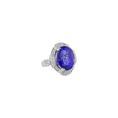 Sunita Nahata Tansanit 20.00ct. Fancy Ring aus 18KWG mit weißem Diamant.