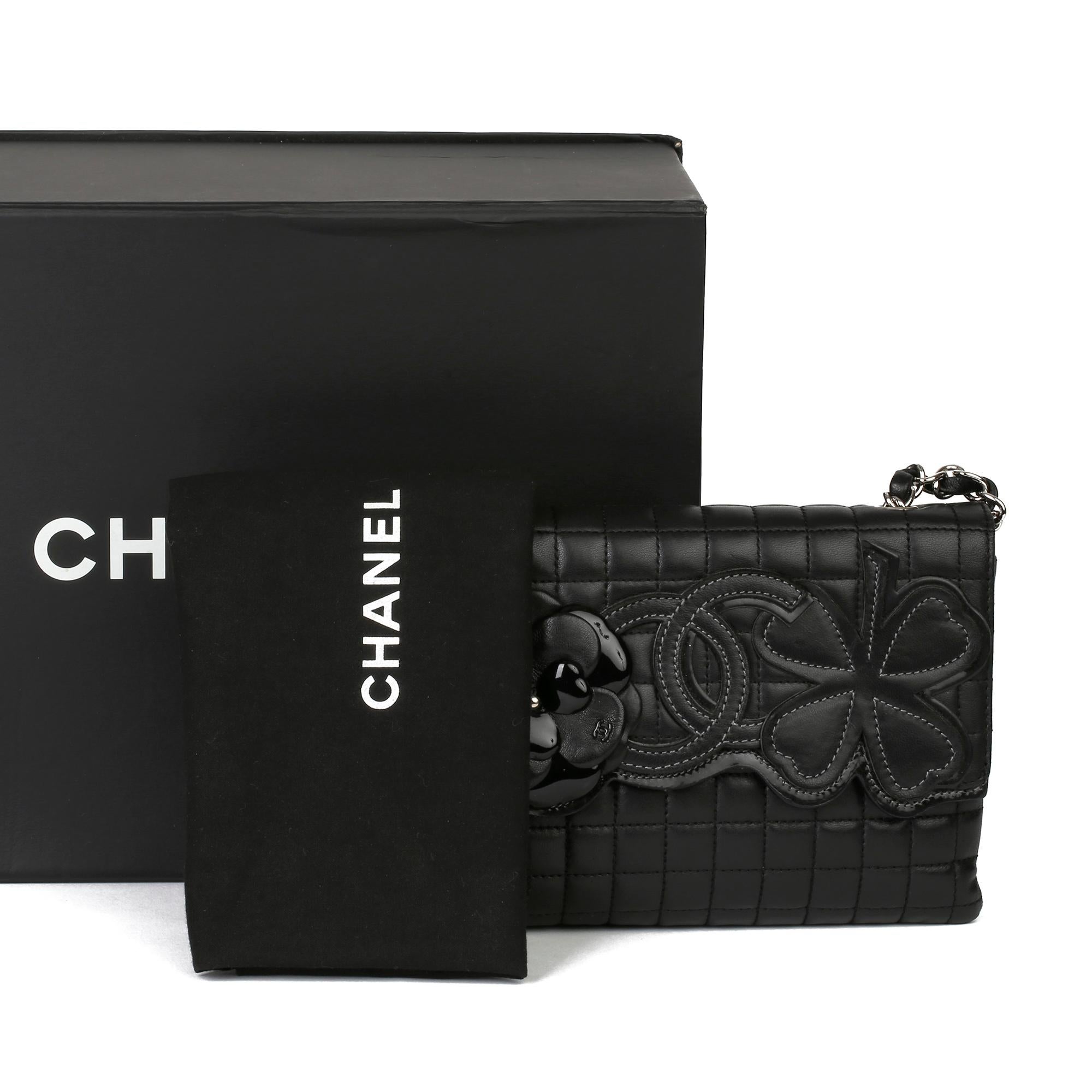 2005 Chanel Black Chocolate Bar Quilted Lambskin & Patent Leather No. 5 Camellia 7