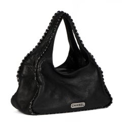 2005 Chanel Black Goatskin Chain Around Hobo Bag