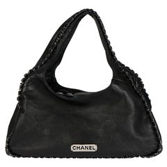 2005 Chanel Bolso Hobo con Cadena en Piel de Cabra Negra