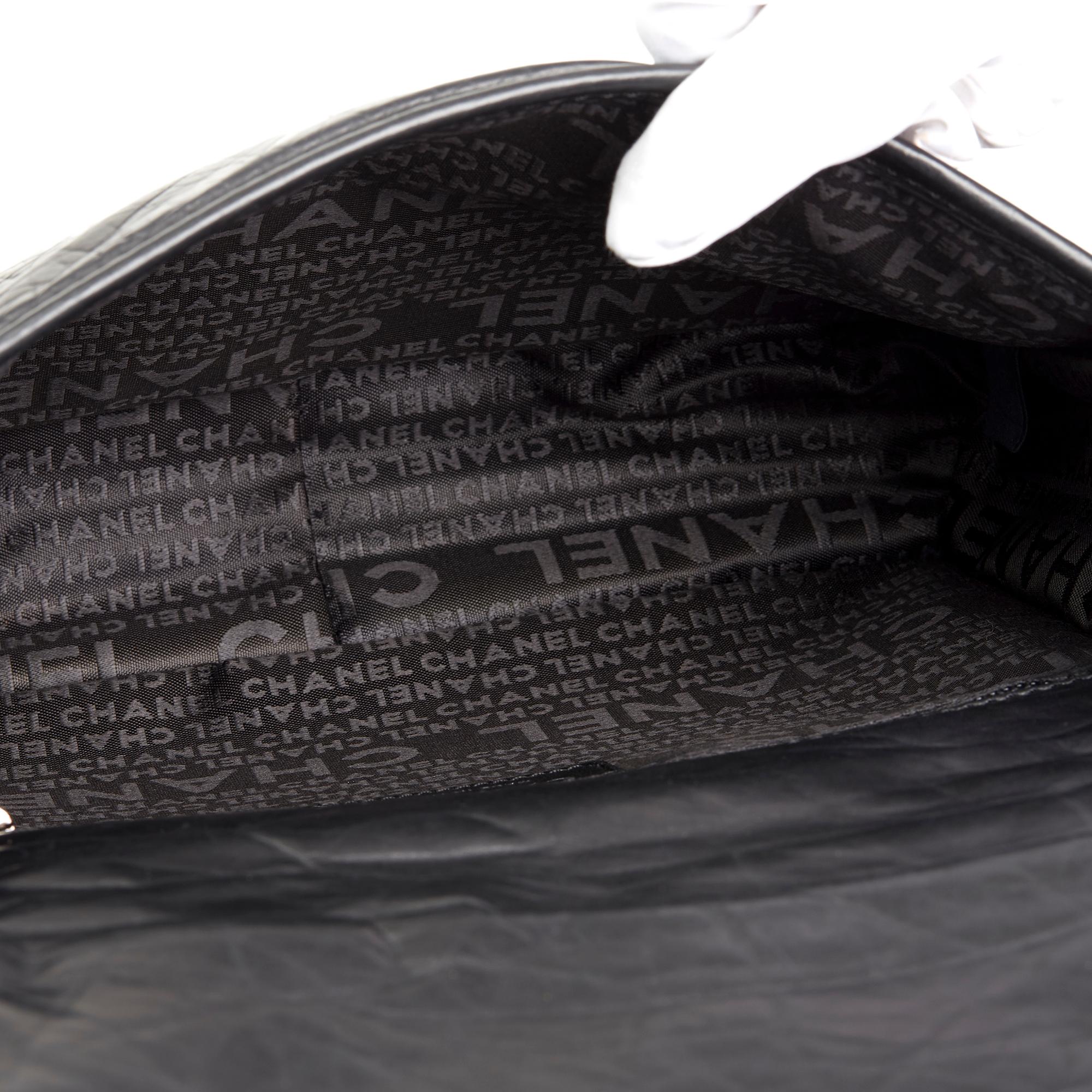 2005 Chanel Black Quilted Aged Calfskin Leather Timeless Messenger Flap Bag 6