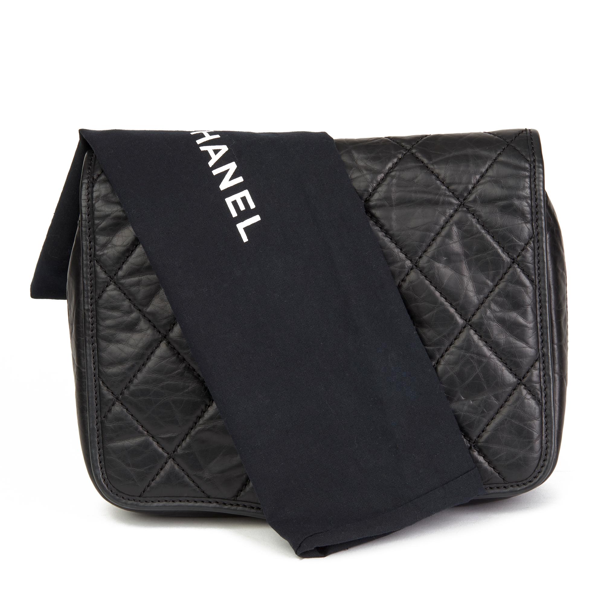 2005 Chanel Black Quilted Aged Calfskin Leather Timeless Messenger Flap Bag 7