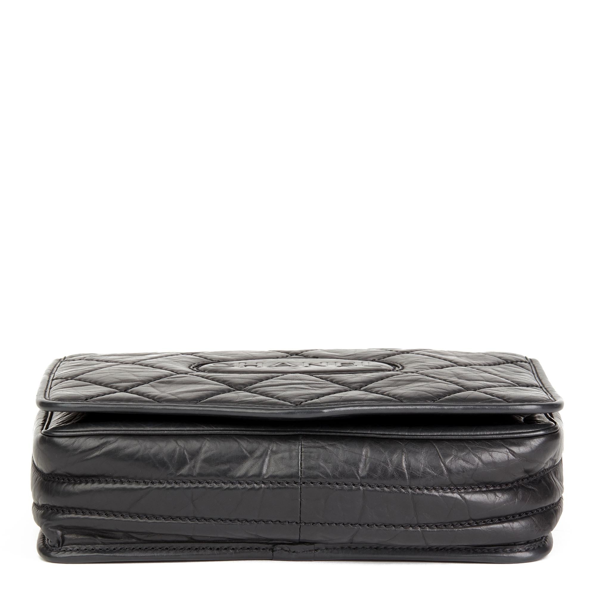 2005 Chanel Black Quilted Aged Calfskin Leather Timeless Messenger Flap Bag 1